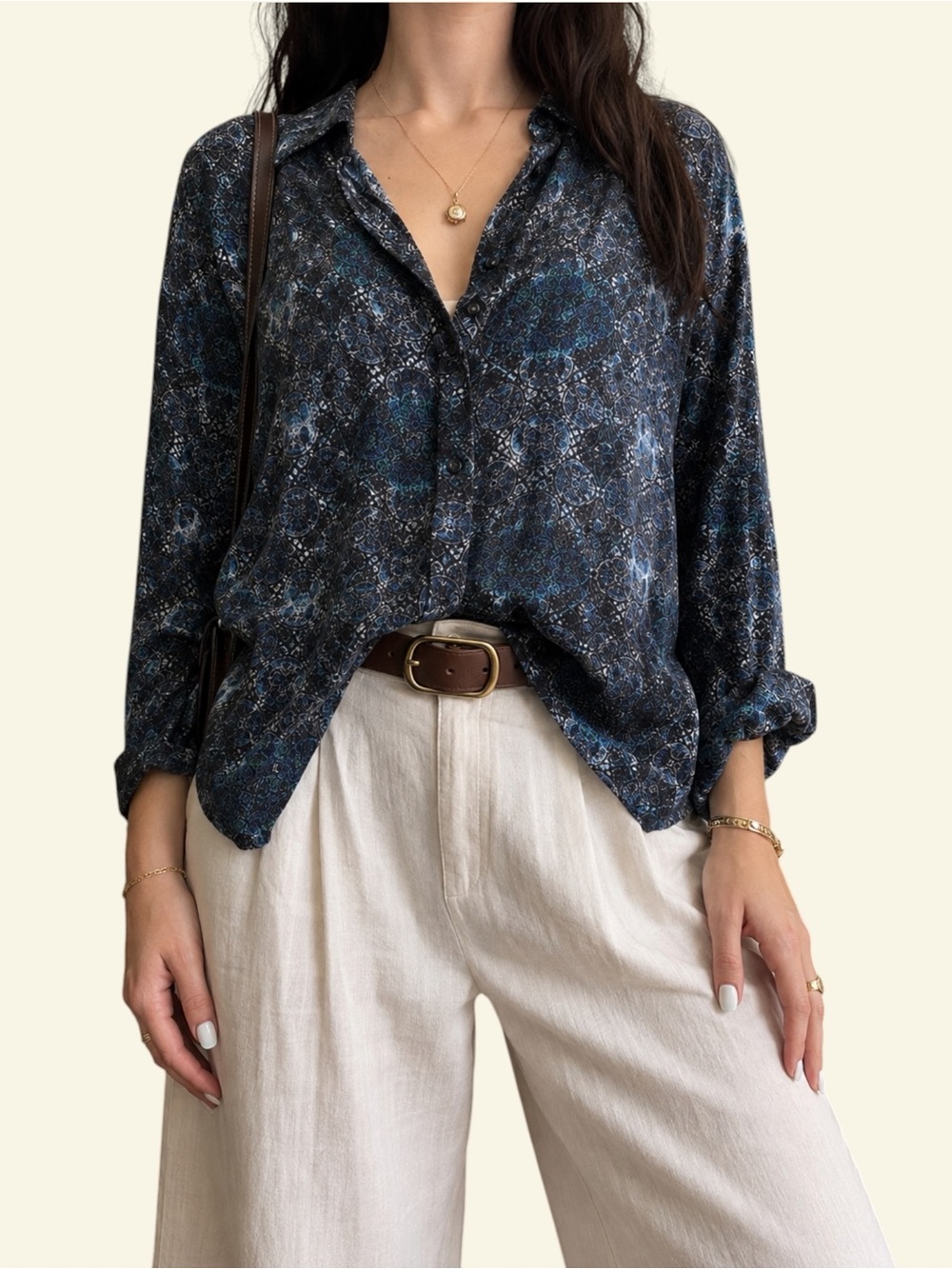 Vintage Wrangler Y2K Whimsigoth Blouse L Sheer Glitter Mesh Mosaic Button Up